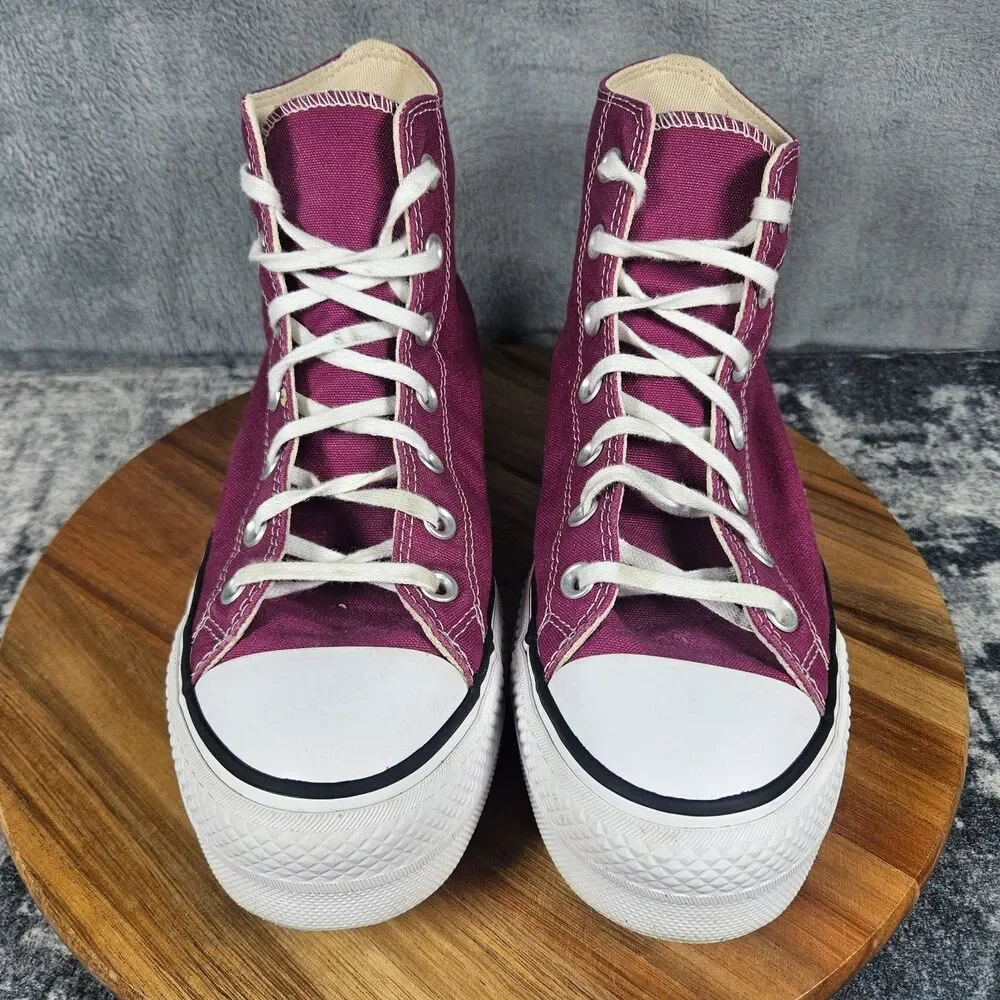 Converse CTAS Lift Hi Platform Shoes Womens 9.5 Berry Red White Canvas High Top
